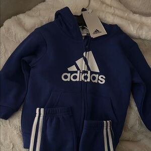 adidas Royal Blue Hoodie and Jogger Set with White Logo